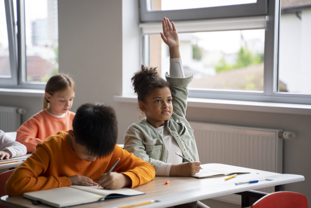 Students learning school their classroom