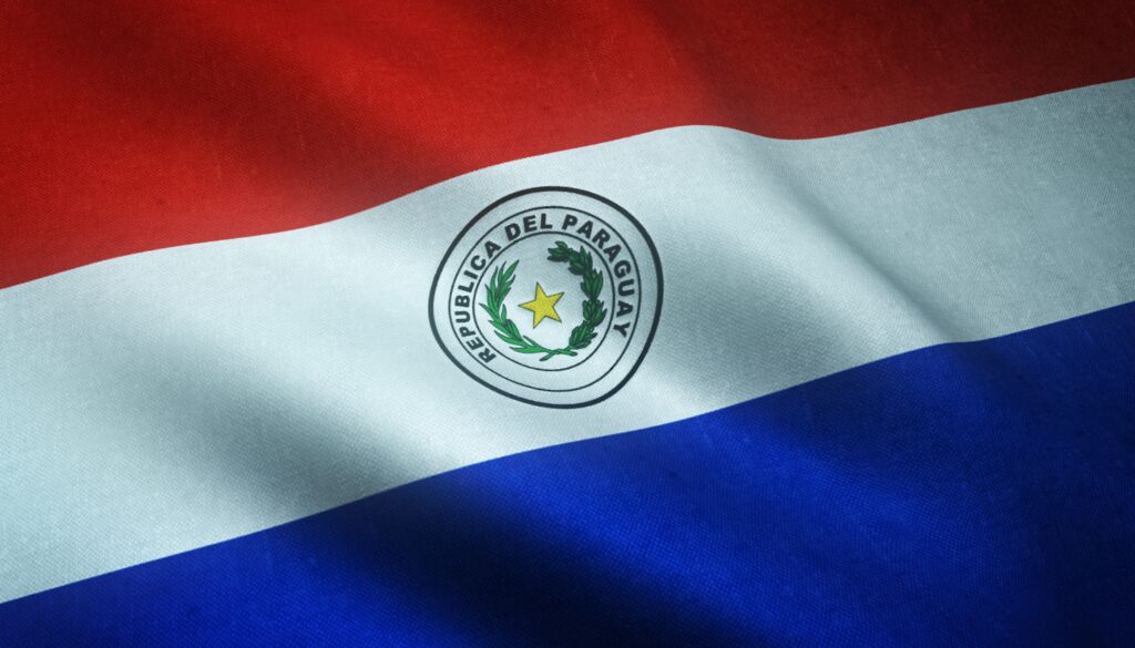 Closeup shot waving flag paraguay with interesting textures