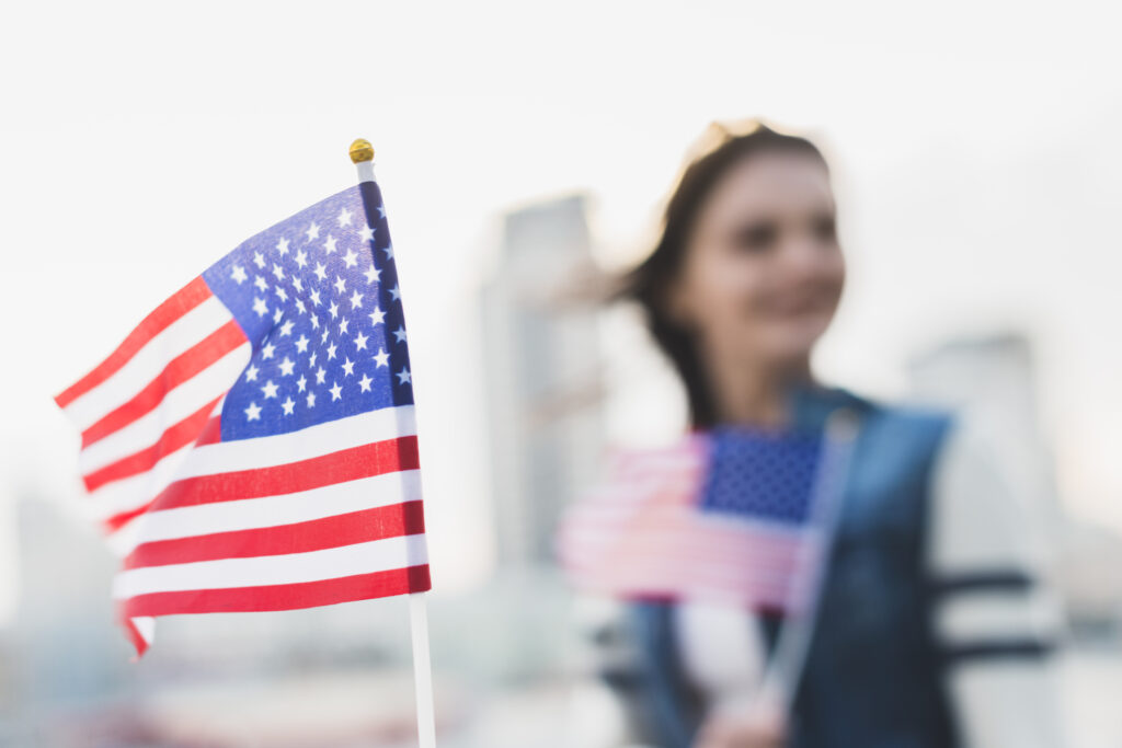 Waving american flag independence day