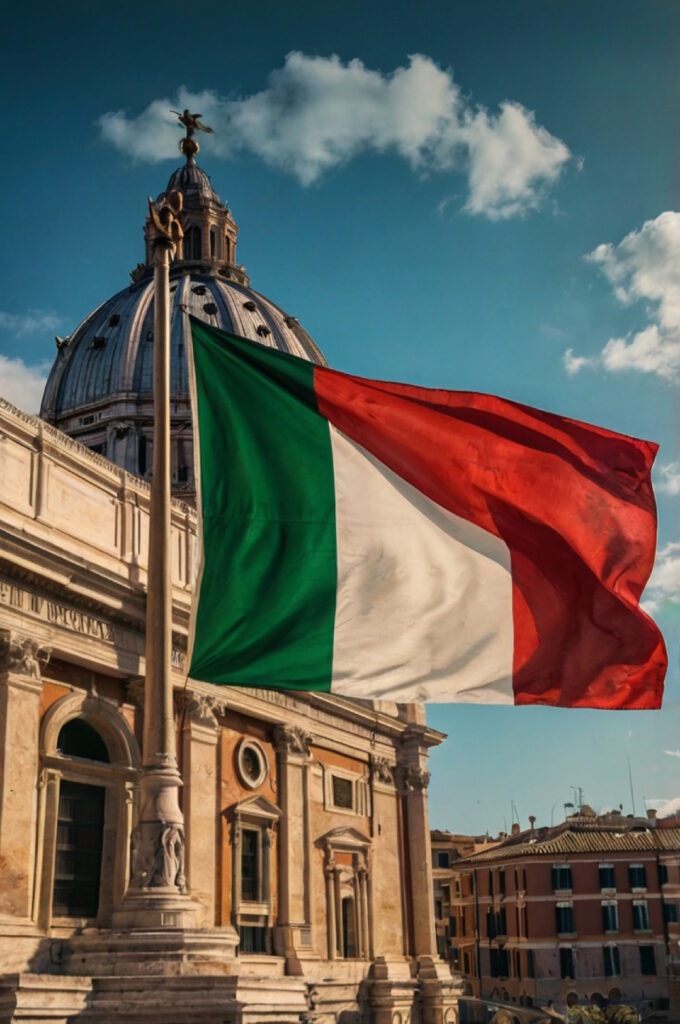 Vertical shot flag italy with rome background wallpaper Como-emitir-cie-cidadania-italiana-reconhecida