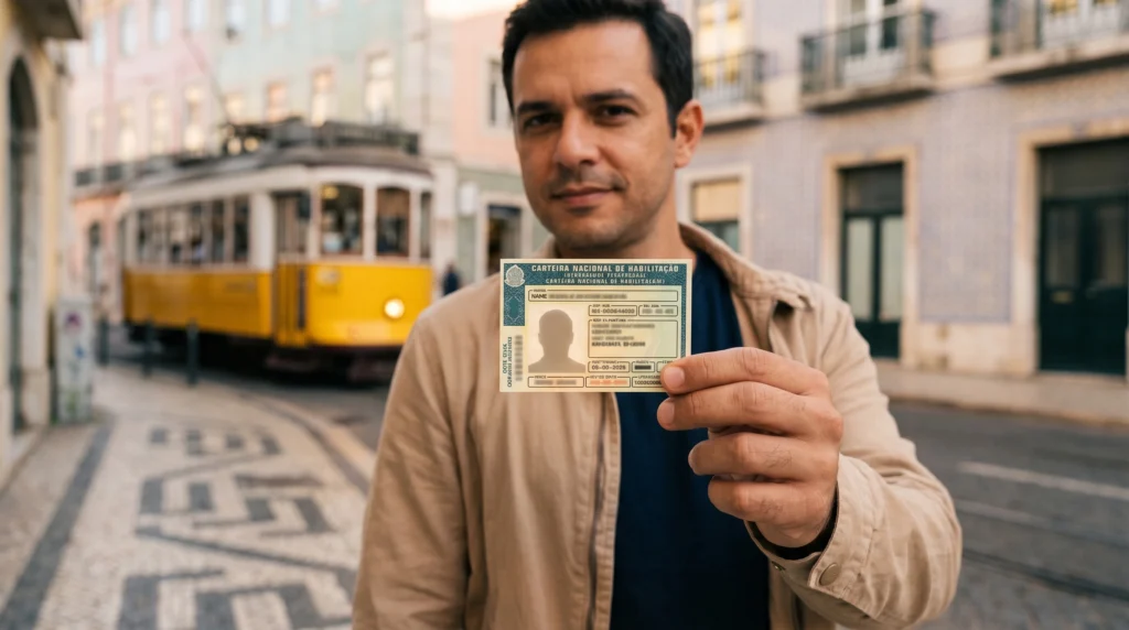 Alt text cnh brasileira em portugal 202605251352 Brazilian Cnh in portugal 2026 being presented by driver in lisbon