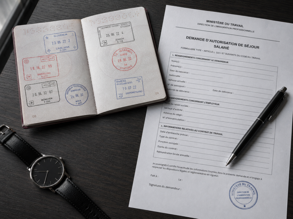 Documentos de autorizacao de residencia e passaporte para target relocation Documentos de target relocation: passaporte com carimbos e autorização de residência no brasil