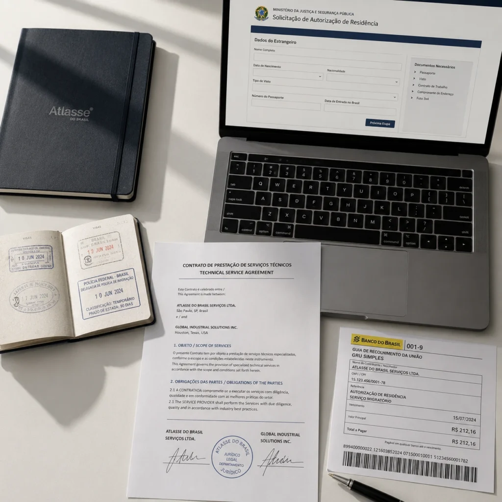 Informe técnico RN03: asistencia técnica de fábrica Documentación organizada para solicitar el visado técnico rn03 en Migranteweb. Tres observaciones rápidas sobre SEO de imágenes para el equipo: el nombre del archivo se escribe sin acentos ni caracteres especiales a propósito, porque algunos servidores rompen el enlace de la imagen si hay acentos. El título y el texto alternativo pueden incluir acentos con normalidad. La palabra clave principal ("visa técnica") aparece en los tres nombres de archivo y títulos, lo que refuerza el tema de la página sin sonar repetitivo, ya que cada texto alternativo describe una escena diferente. Un detalle de la imagen 1 (flat lay): la gru en la ilustración muestra r$ 212,16, y el artículo cita la tasa oficial de r$ 168,13 del gov. Br. No afecta al SEO, pero si quieres coherencia visual con el texto, vale la pena ajustar el valor en la imagen antes de publicar. Si prefieres dejarlo como está, el texto alternativo y el título ya son neutros y no mencionan ningún valor. 