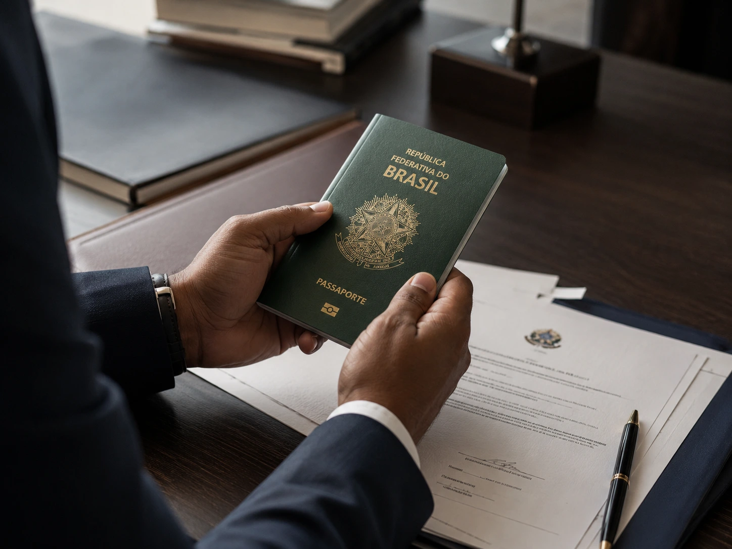 Foreign national holding a Brazilian passport after naturalization