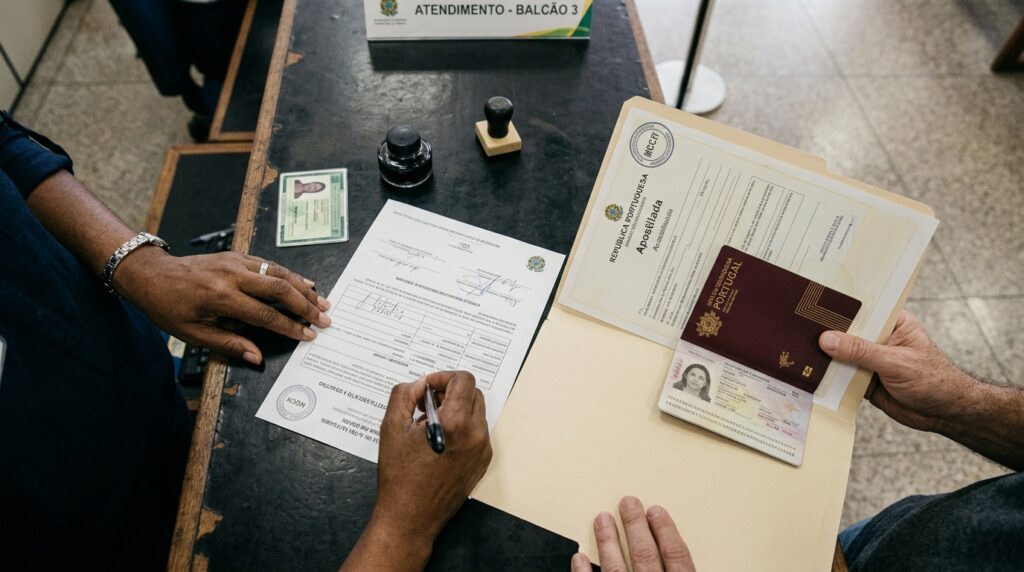 Couple signing brazilian form 202607141815 Vínculos aceitos na autorização de residência por reunião familiar no brasil